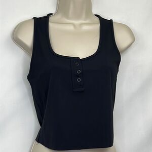 Lanston REVOLVE black ribbed cropped Henley tank top NWT size small